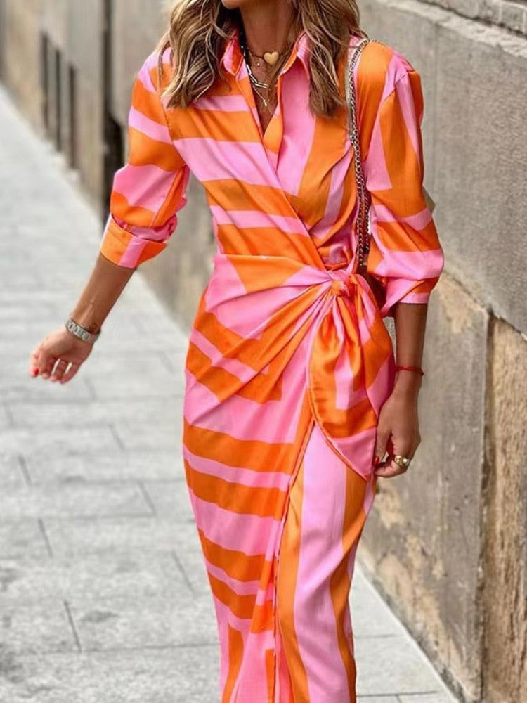 Talia | Women's Wrap Style V-Neck Shirt Dress