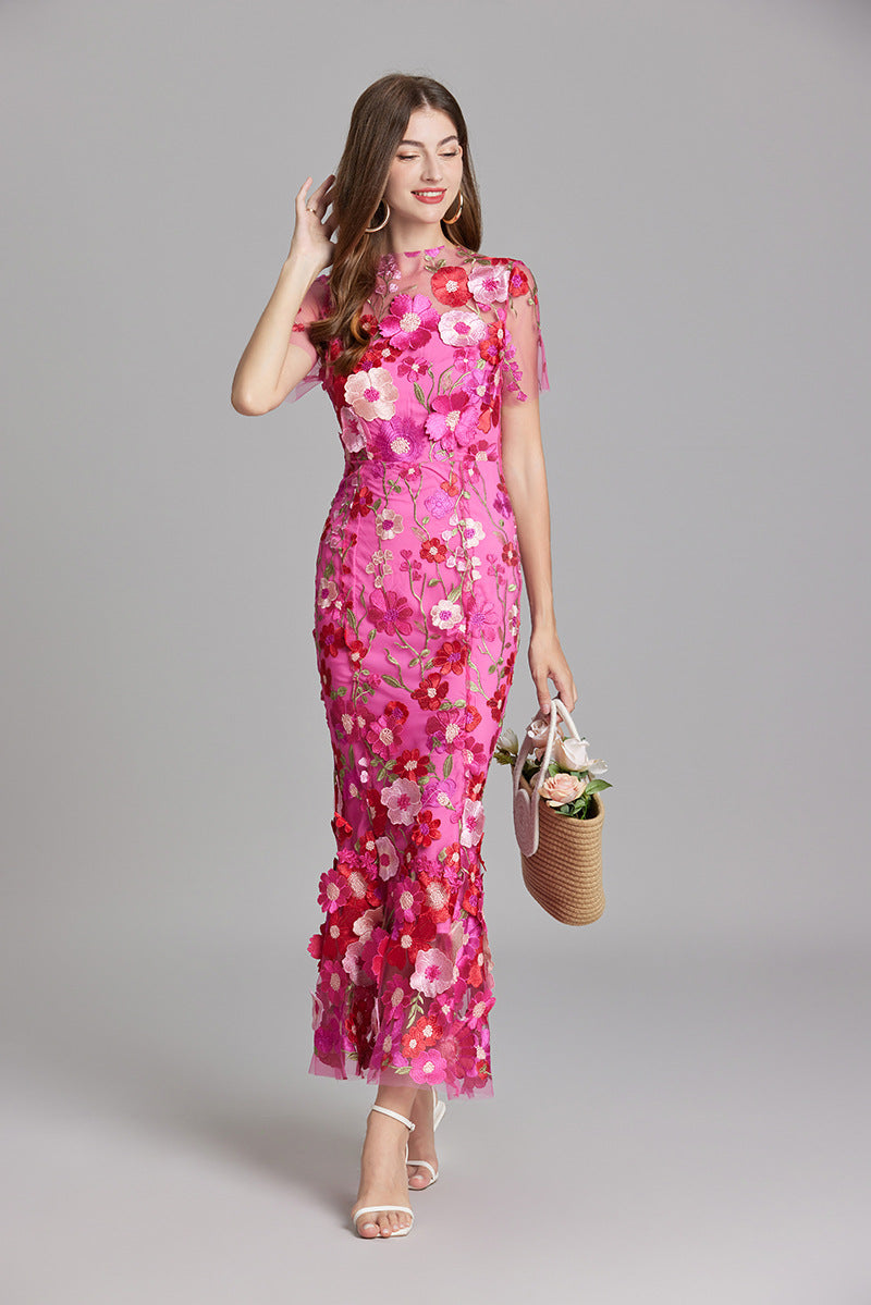 Elora | Women's Floral Applique Evening Gown