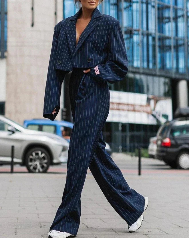 Camille | Women's Tailored Pinstripe Blazer And Pant Set