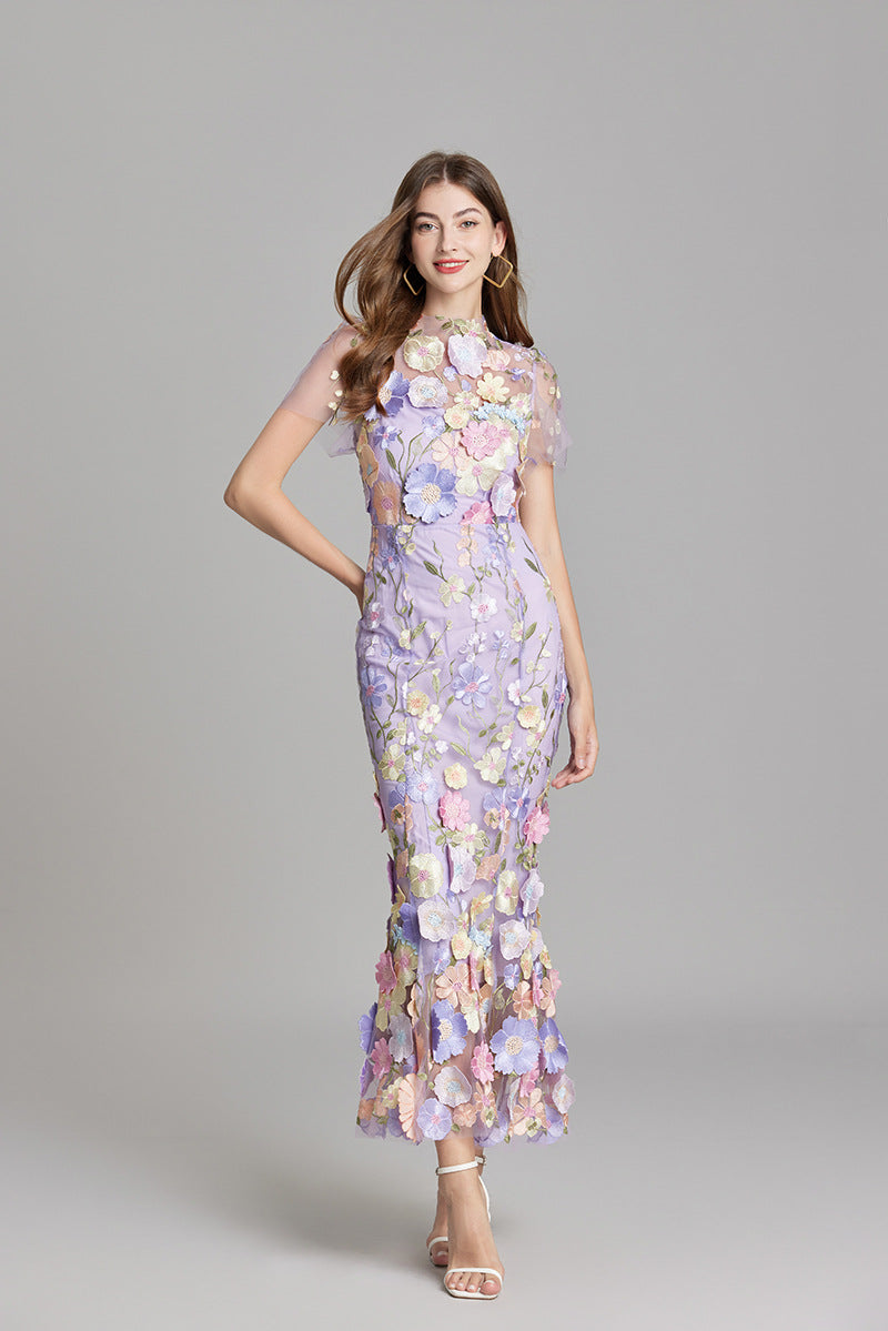 Elora | Women's Floral Applique Evening Gown