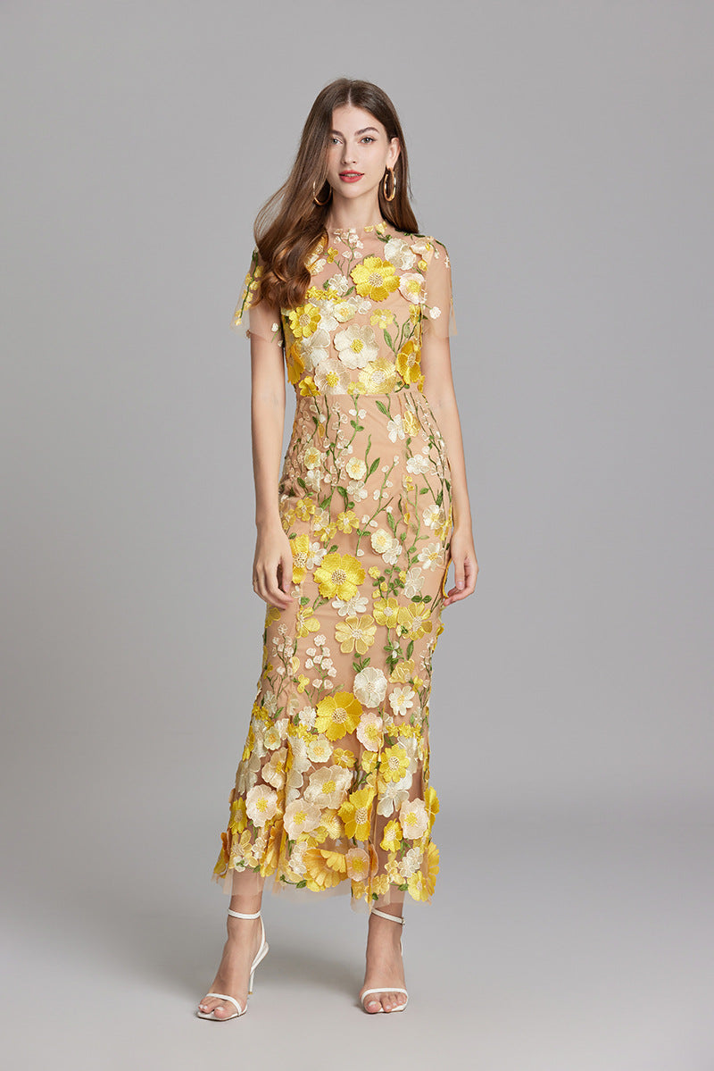 Elora | Women's Floral Applique Evening Gown