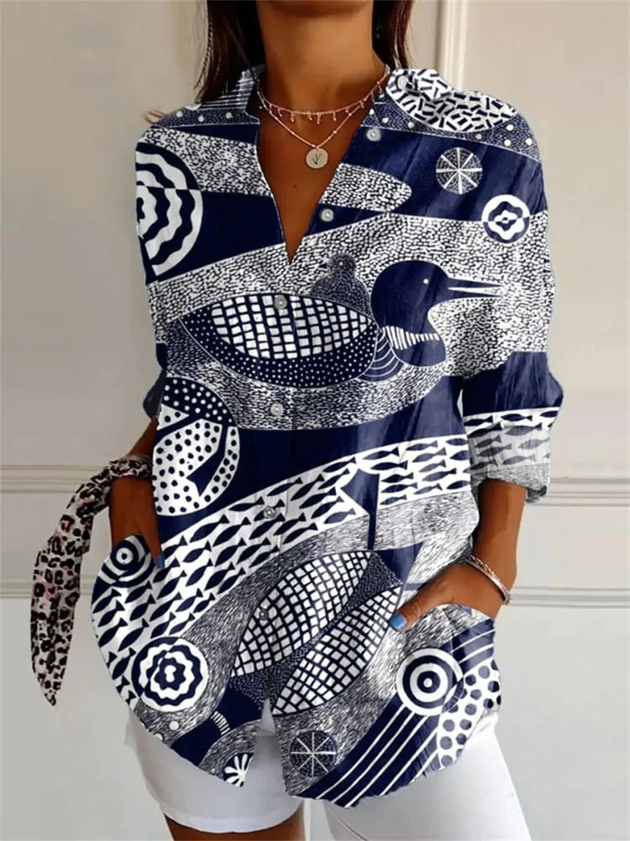 Kaia | Women's Abstract Pattern Button-Up Shirt