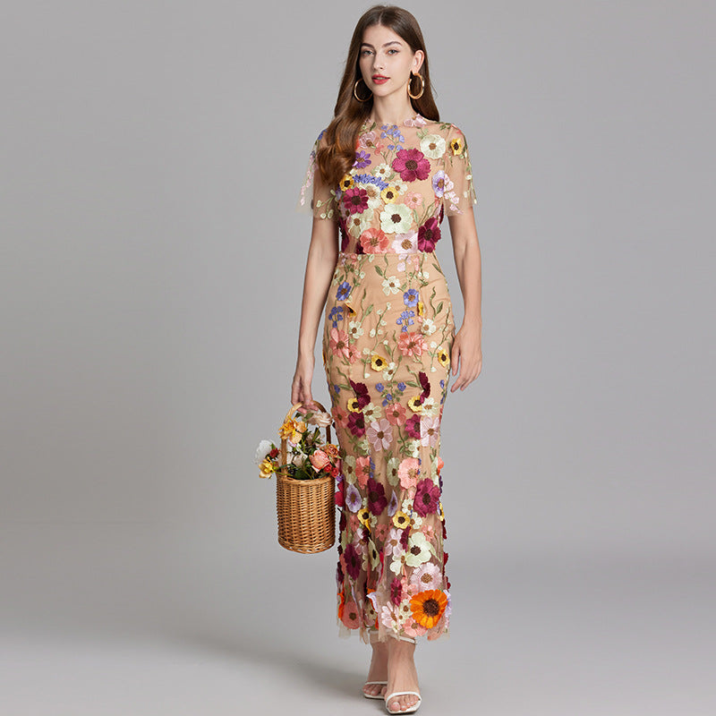 Elora | Women's Floral Applique Evening Gown