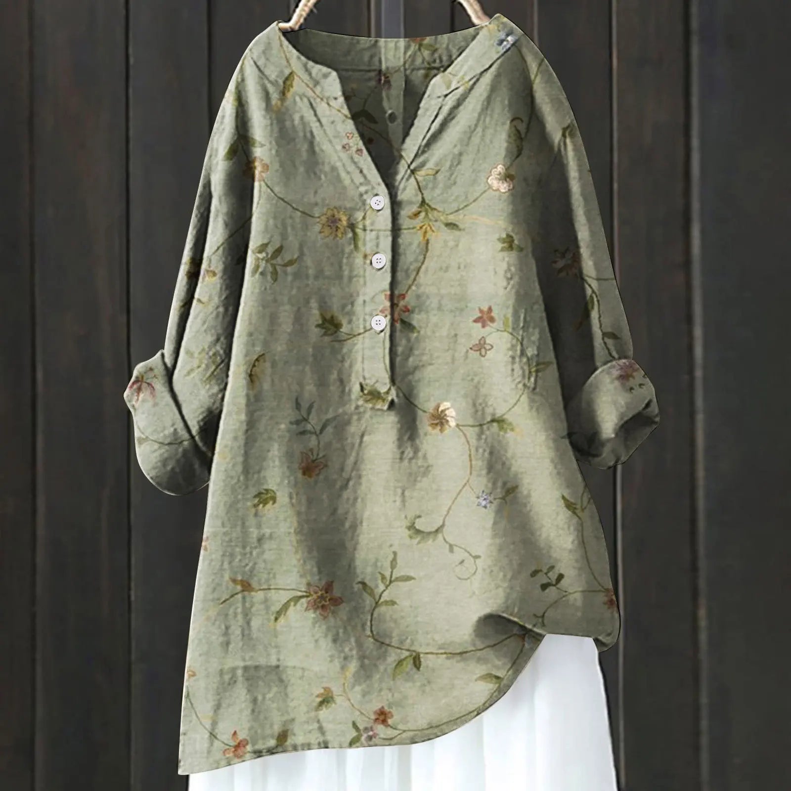 Mira | Women's Floral Half Button Long Sleeve Blouse