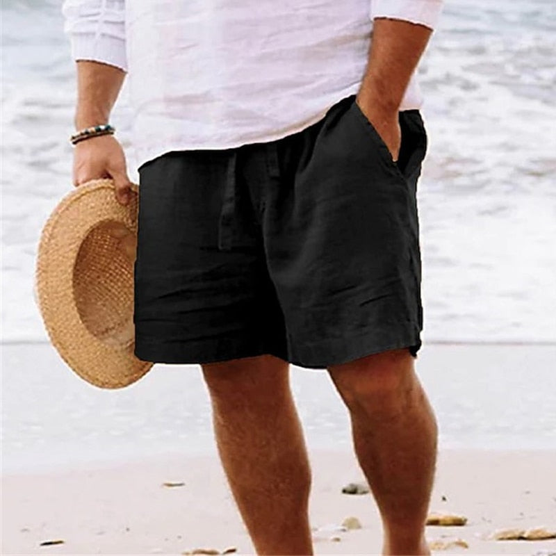 Leo | Men's Casual Linen Beach Drawstring Shorts