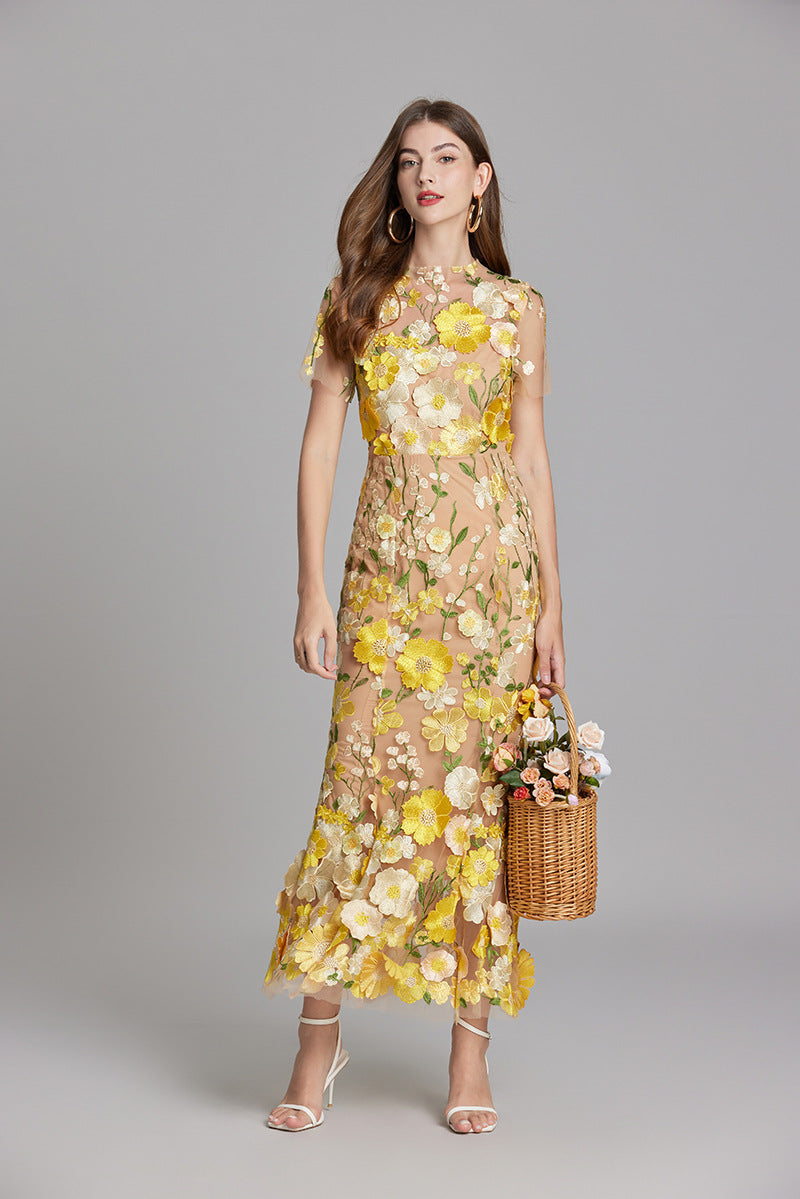 Elora | Women's Floral Applique Evening Gown