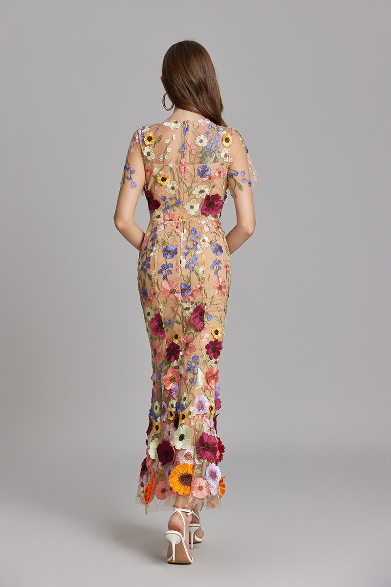 Elora | Women's Floral Applique Evening Gown