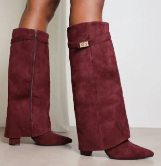 Sienna | Women's Suede Tall Block Heel Boots