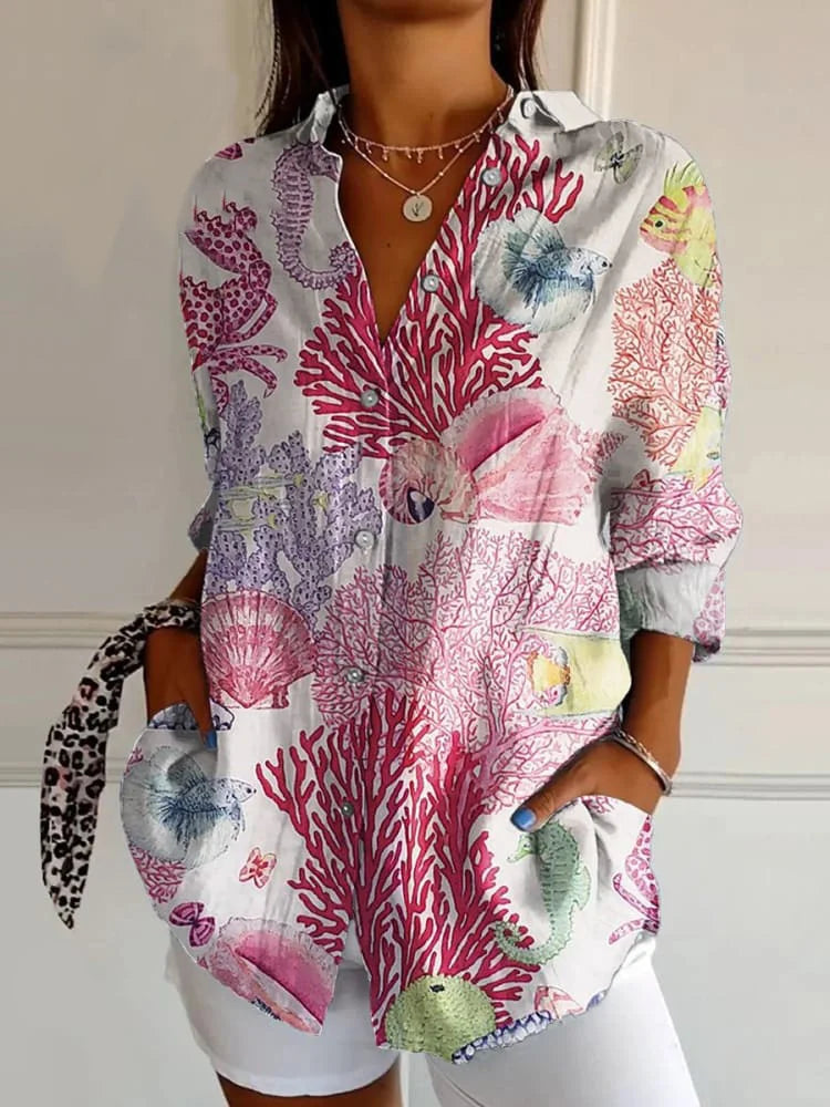 Kaia | Women's Abstract Pattern Button-Up Shirt