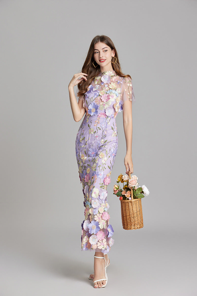 Elora | Women's Floral Applique Evening Gown