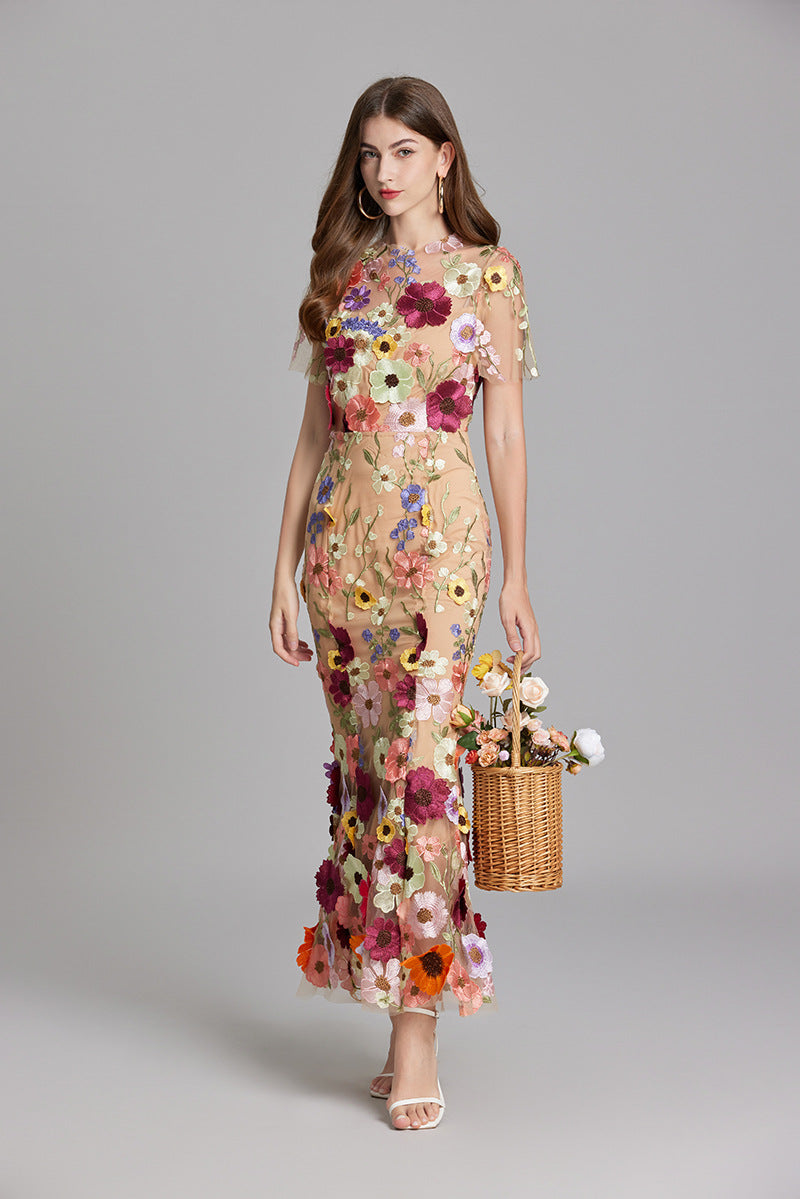 Elora | Women's Floral Applique Evening Gown
