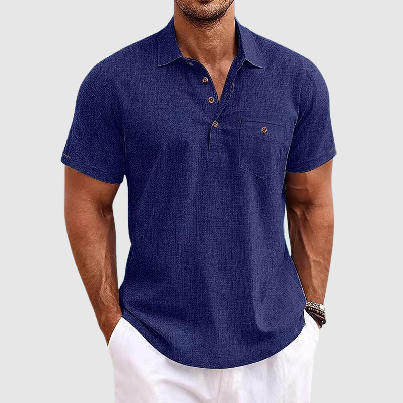 Darren | Men's Casual Linen Short Sleeve Polo Shirt