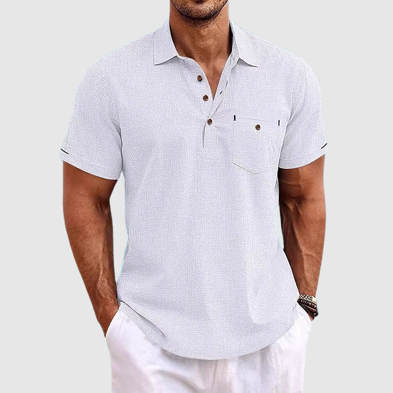 Darren | Men's Casual Linen Short Sleeve Polo Shirt