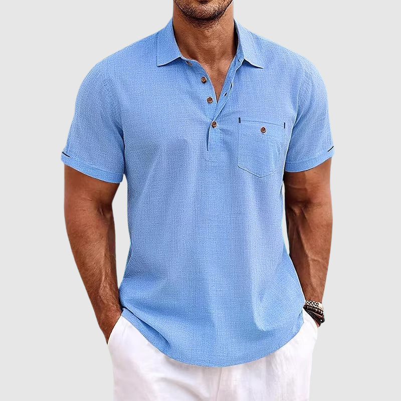 Darren | Men's Casual Linen Short Sleeve Polo Shirt