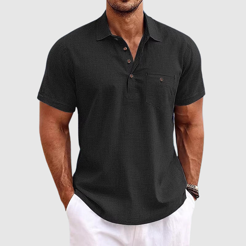 Darren | Men's Casual Linen Short Sleeve Polo Shirt