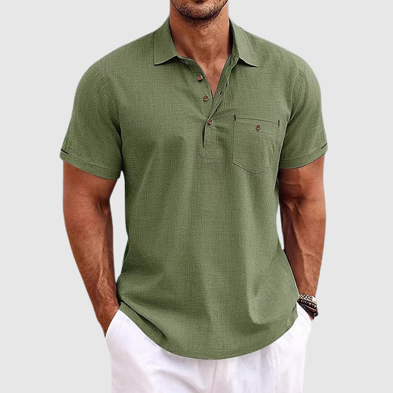 Darren | Men's Casual Linen Short Sleeve Polo Shirt