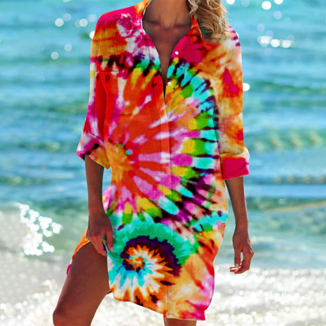 Daisy | Women's Tie-Dye Button Front Shirt Dress