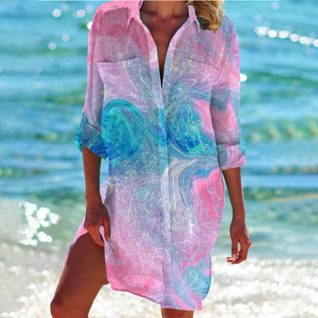 Daisy | Women's Tie-Dye Button Front Shirt Dress