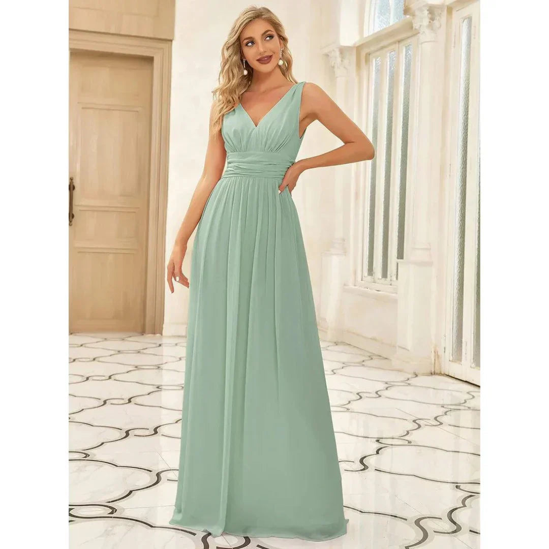 Isabella | Women's Chiffon V-Neck Flowing Maxi Dress