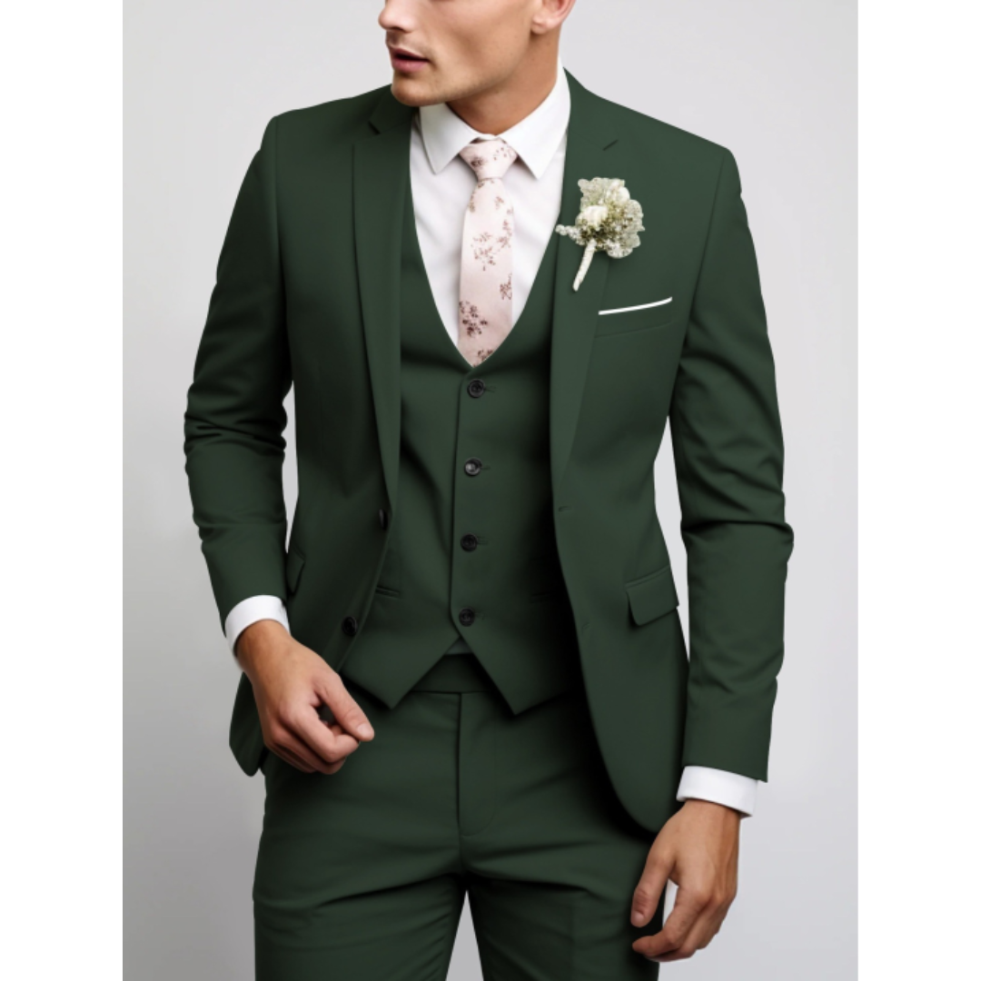 Sebastian | Men's Sleek Tailored Three-Piece Suit Outfit