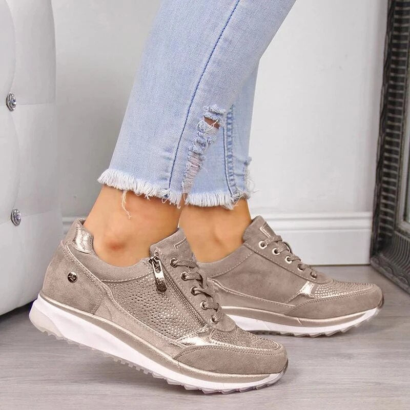 Harper | Women's Glitter Platform Lace-Up Sneakers