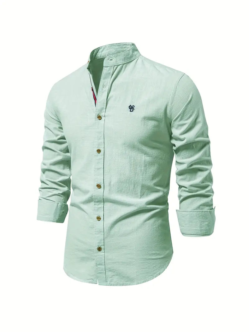 Ethan | Men's Mandarin Collar Button Front Shirt