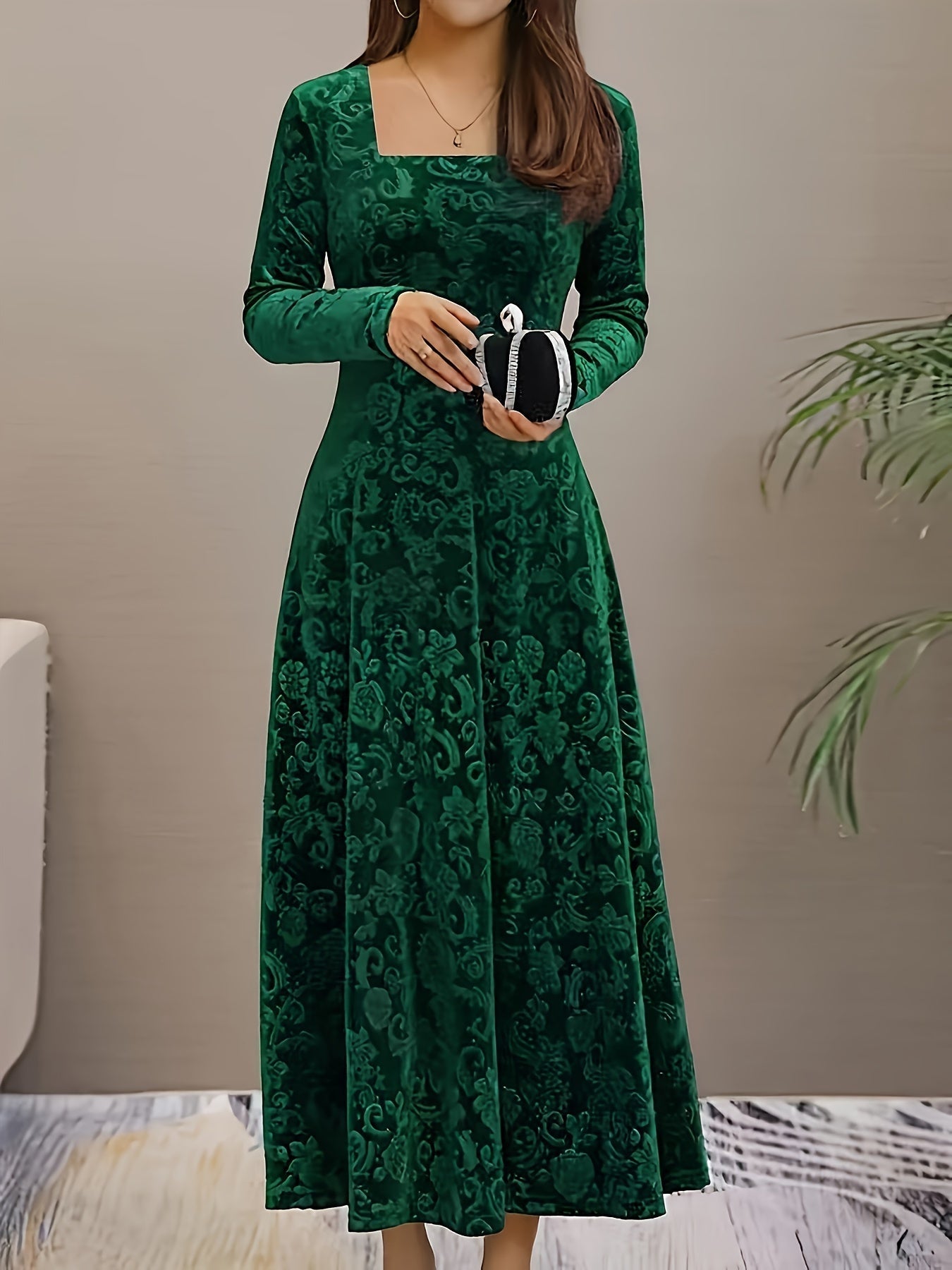 Ariana | Women's Embroidered Velvet Maxi Dress