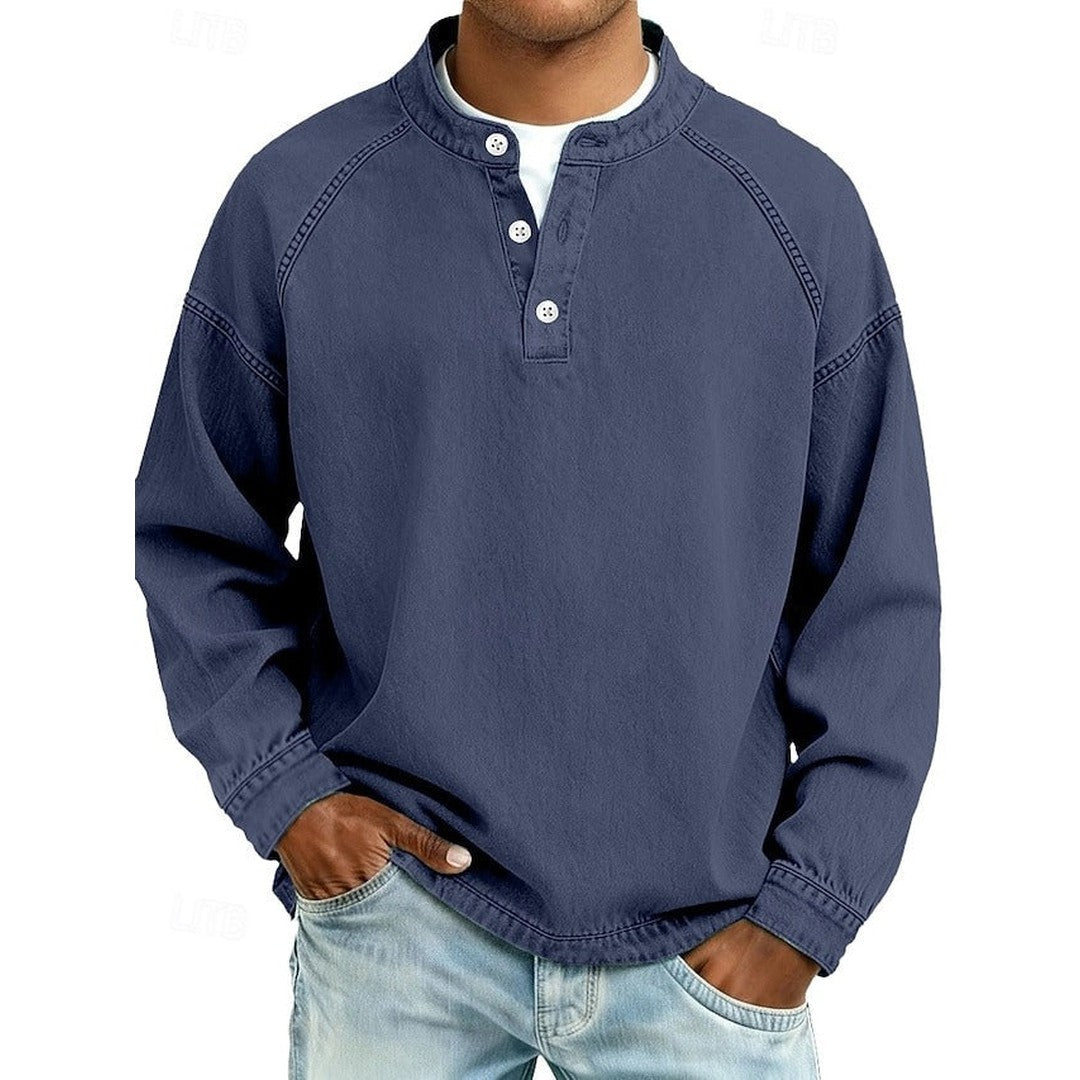 Man wearing the Aiden men's casual vintage shirt, 7 view