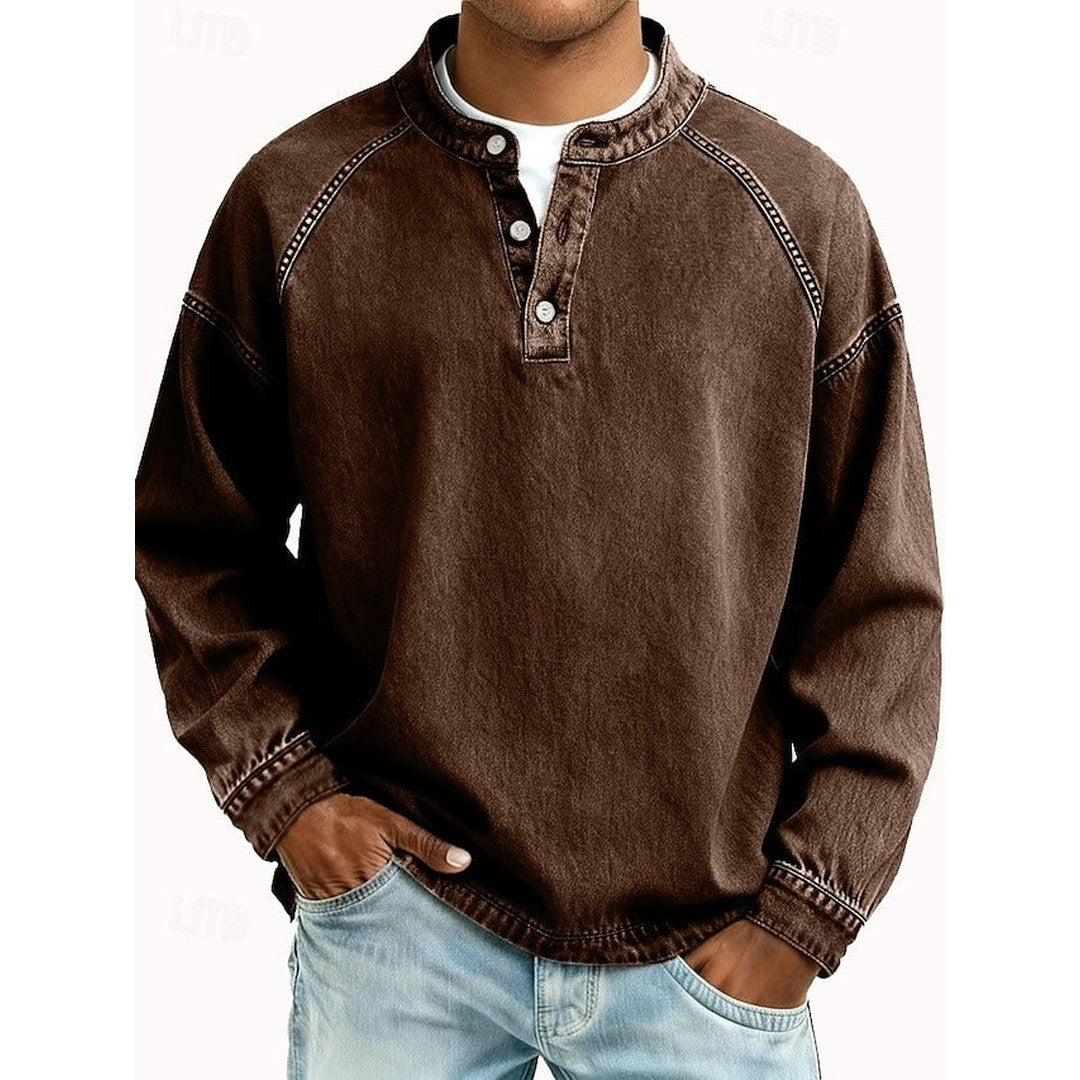Man wearing the Aiden men's casual vintage shirt, 8 view