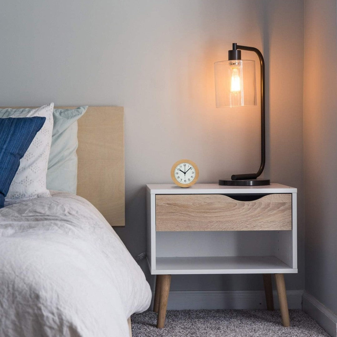 Silent beech wood alarm clock with LED night light - product photo 5