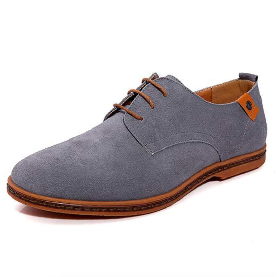 Man wearing the Ambrose men's shoes, flatlay view