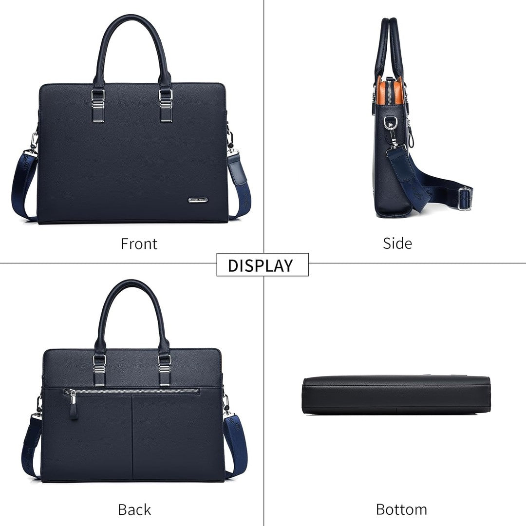 Leather multi-compartment business briefcase - product photo 11