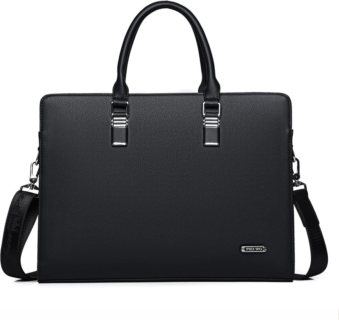 Leather multi-compartment business briefcase - product photo 4