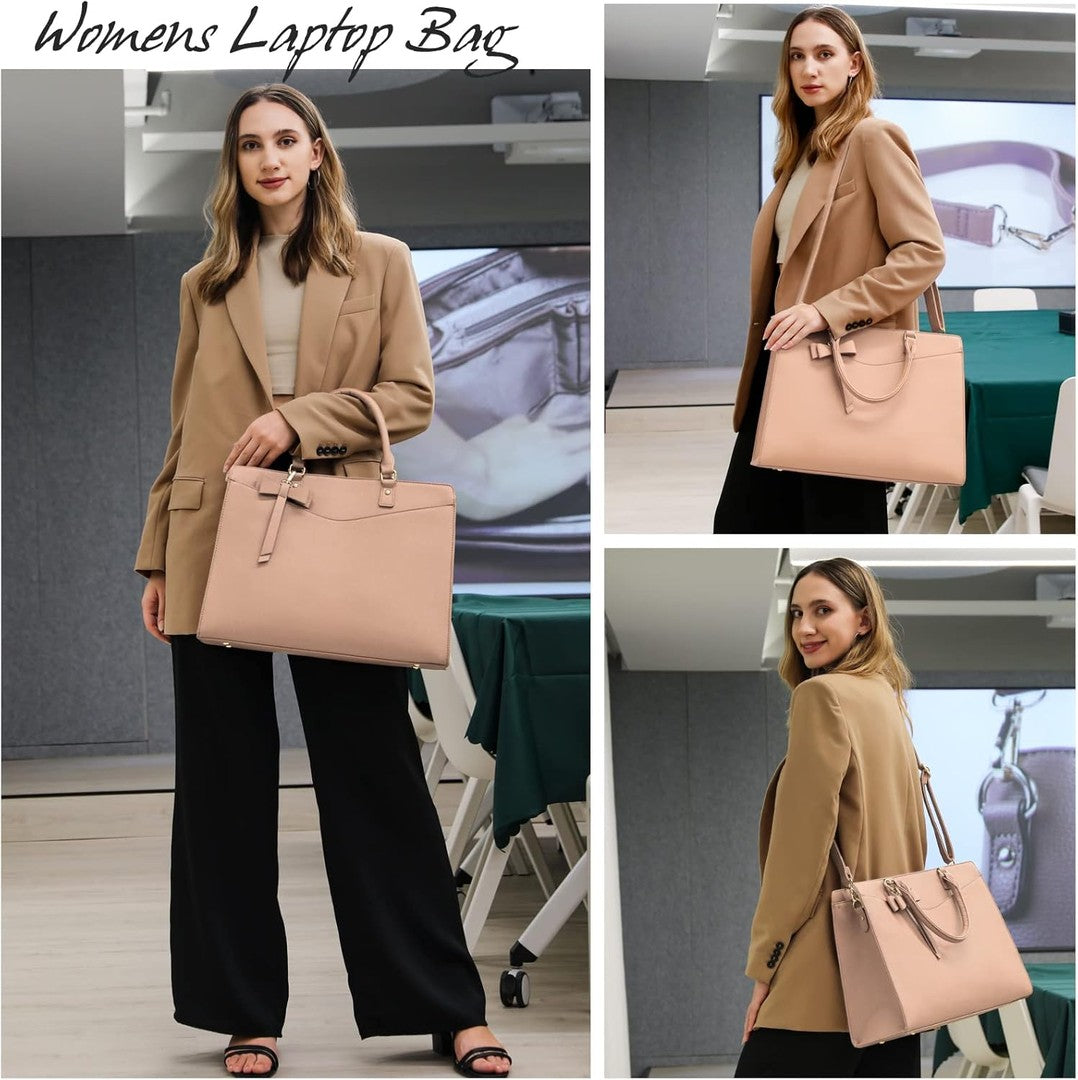 Waterproof PU leather laptop tote with multiple pockets - product photo 11