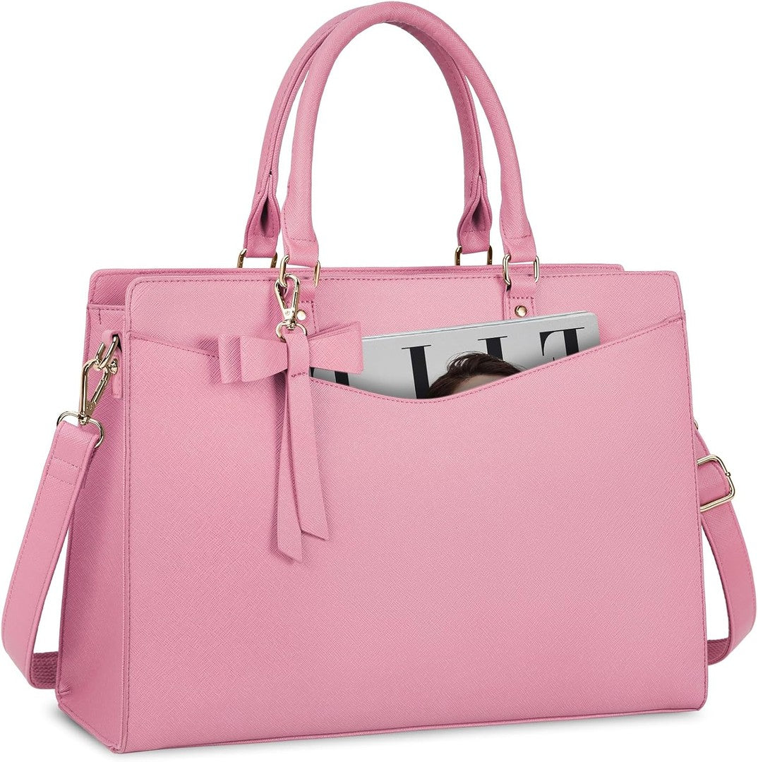 Waterproof PU leather laptop tote with multiple pockets - product photo 13