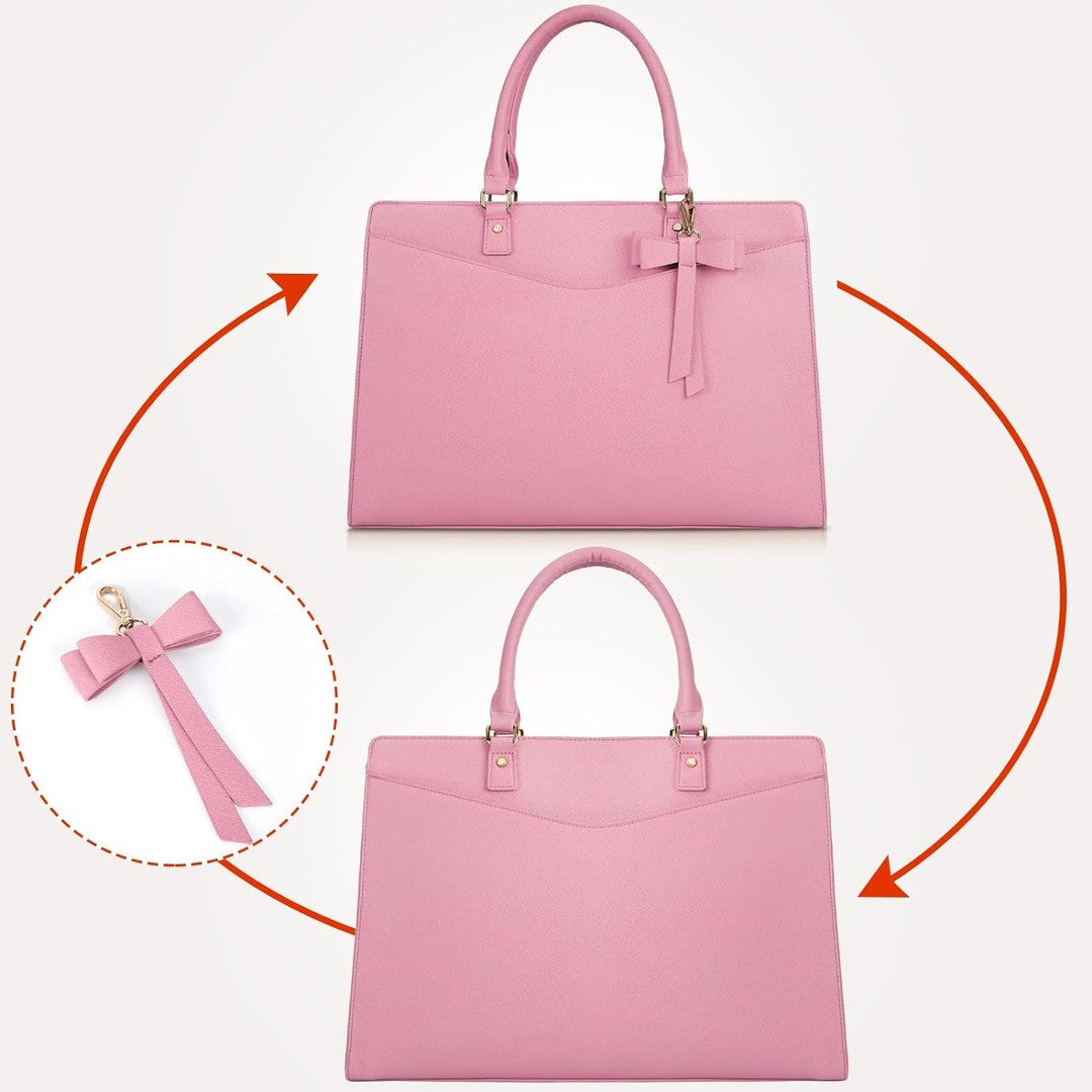 Waterproof PU leather laptop tote with multiple pockets - product photo 16