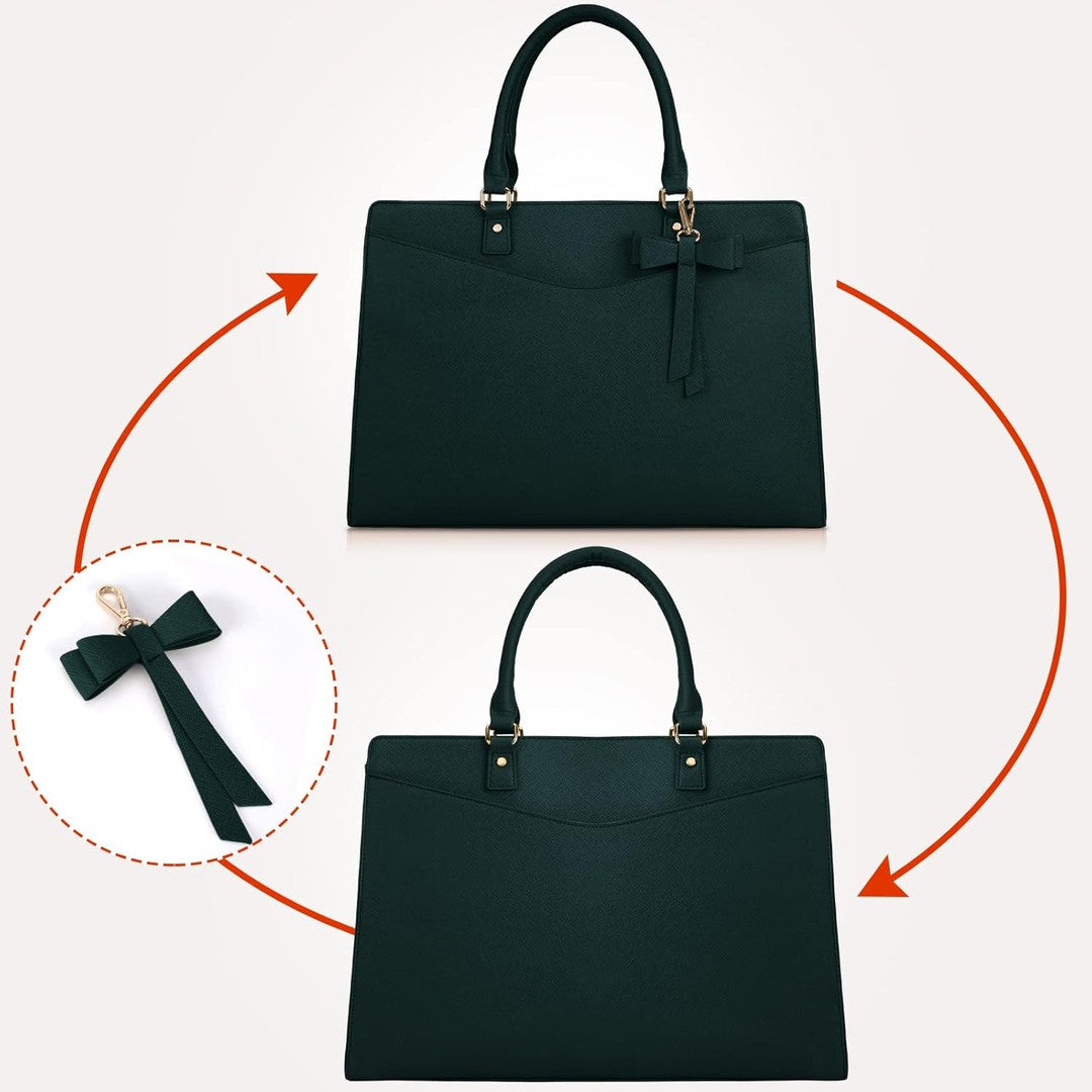 Waterproof PU leather laptop tote with multiple pockets - product photo 4
