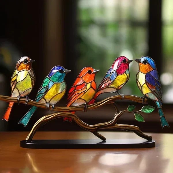 Colored art glass bird figurine - product photo 2