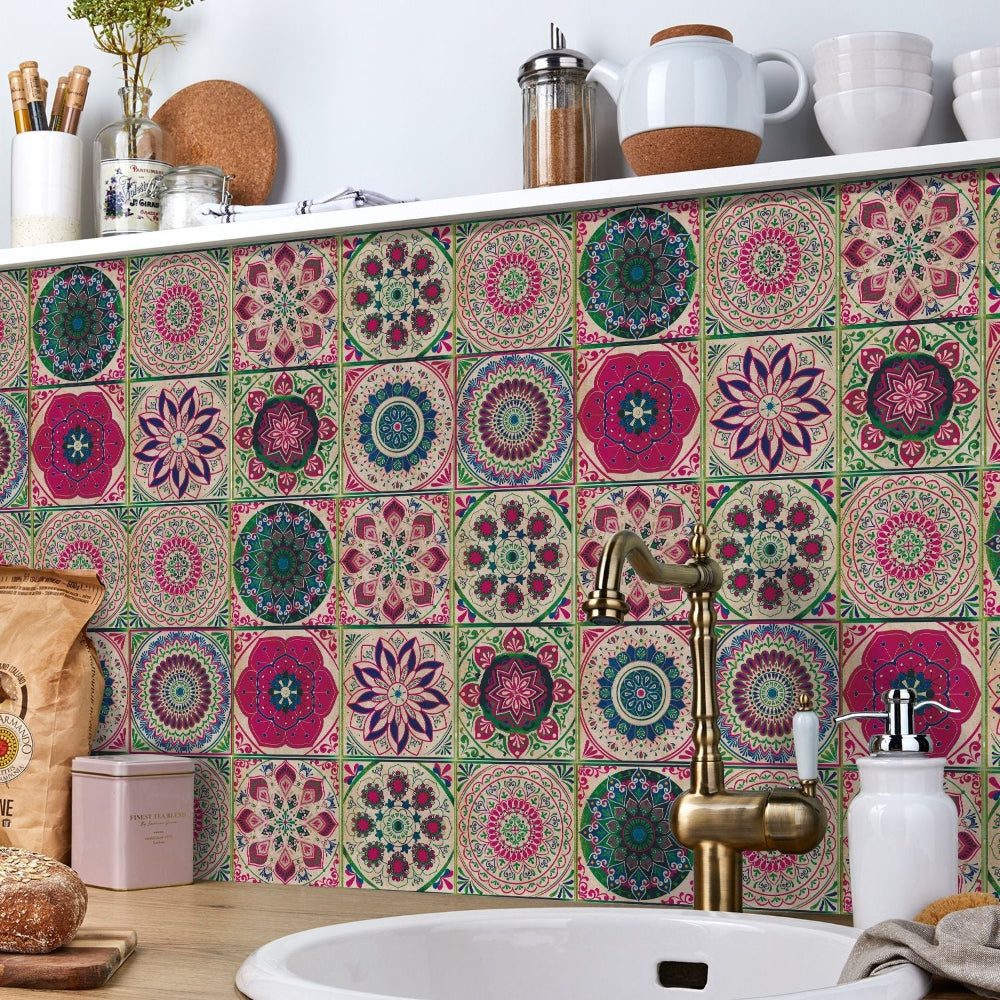 Peel-and-stick mandala tile stickers - product photo 1