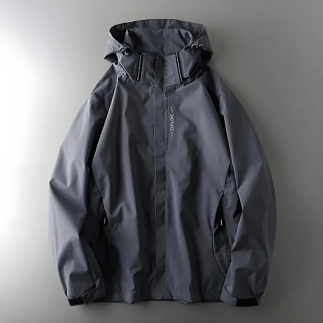 Woman wearing the Beatrix women's hooded zip-up jacket, detail view