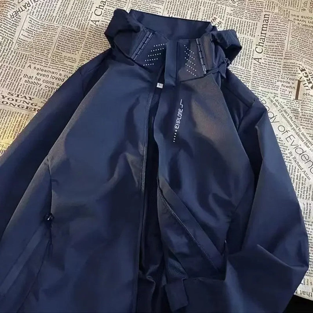 Woman wearing the Beatrix women's hooded zip-up jacket, flatlay view