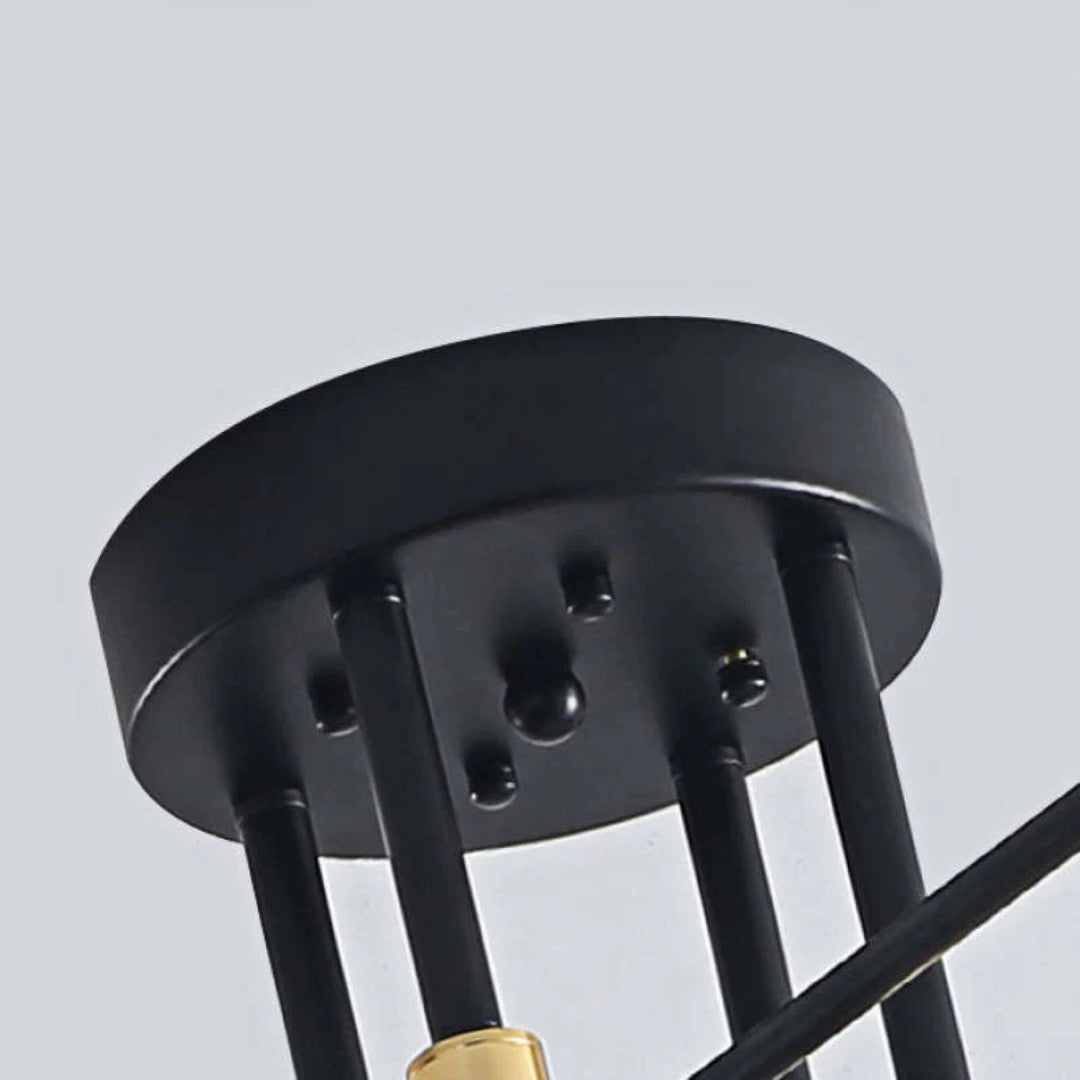 Modern black and gold LED ceiling chandelier with glass shades - product photo 3