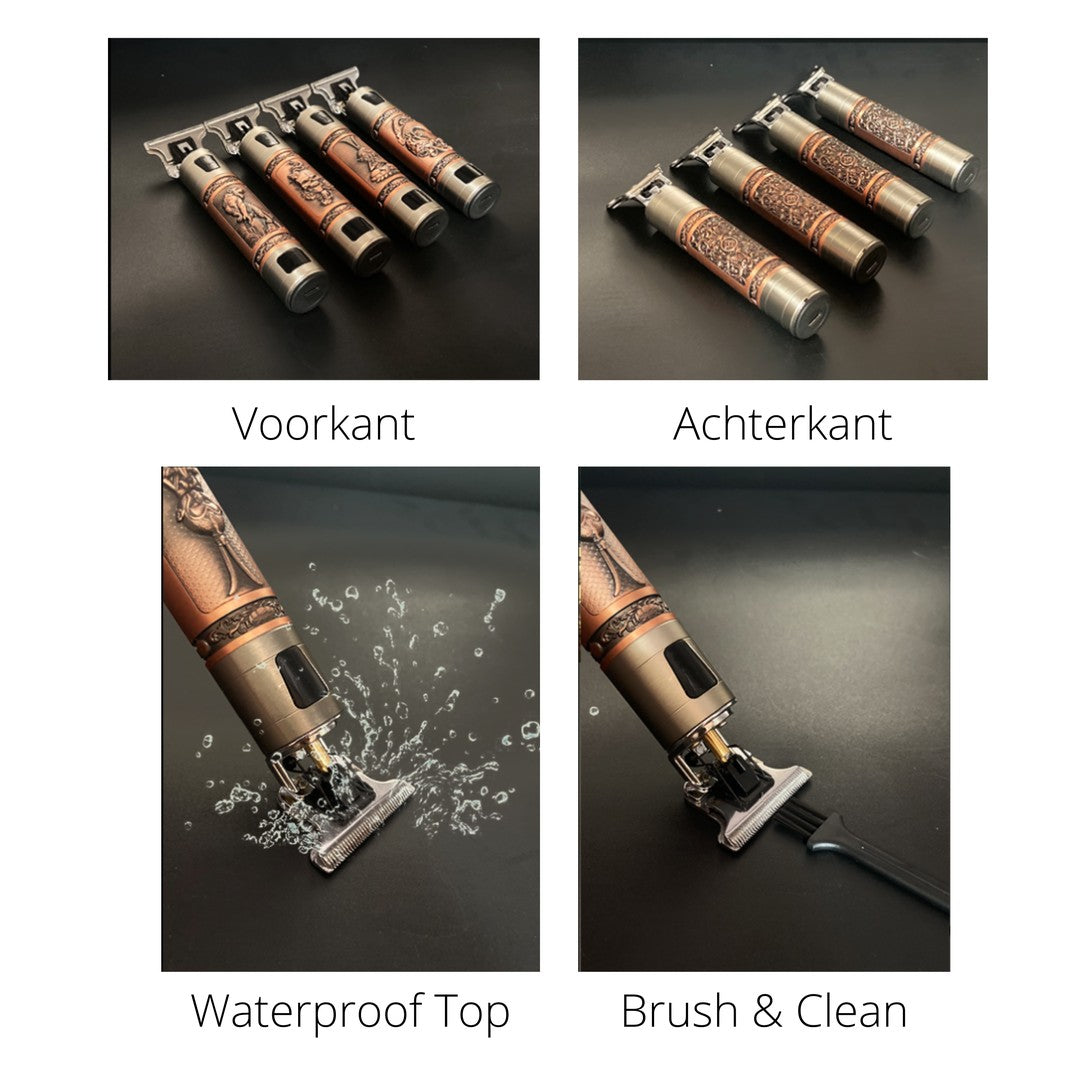 Vintage engraved metal rechargeable trimmer - product photo 3