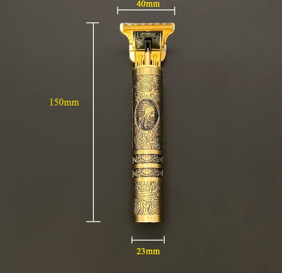 Vintage engraved metal rechargeable trimmer - product photo 4