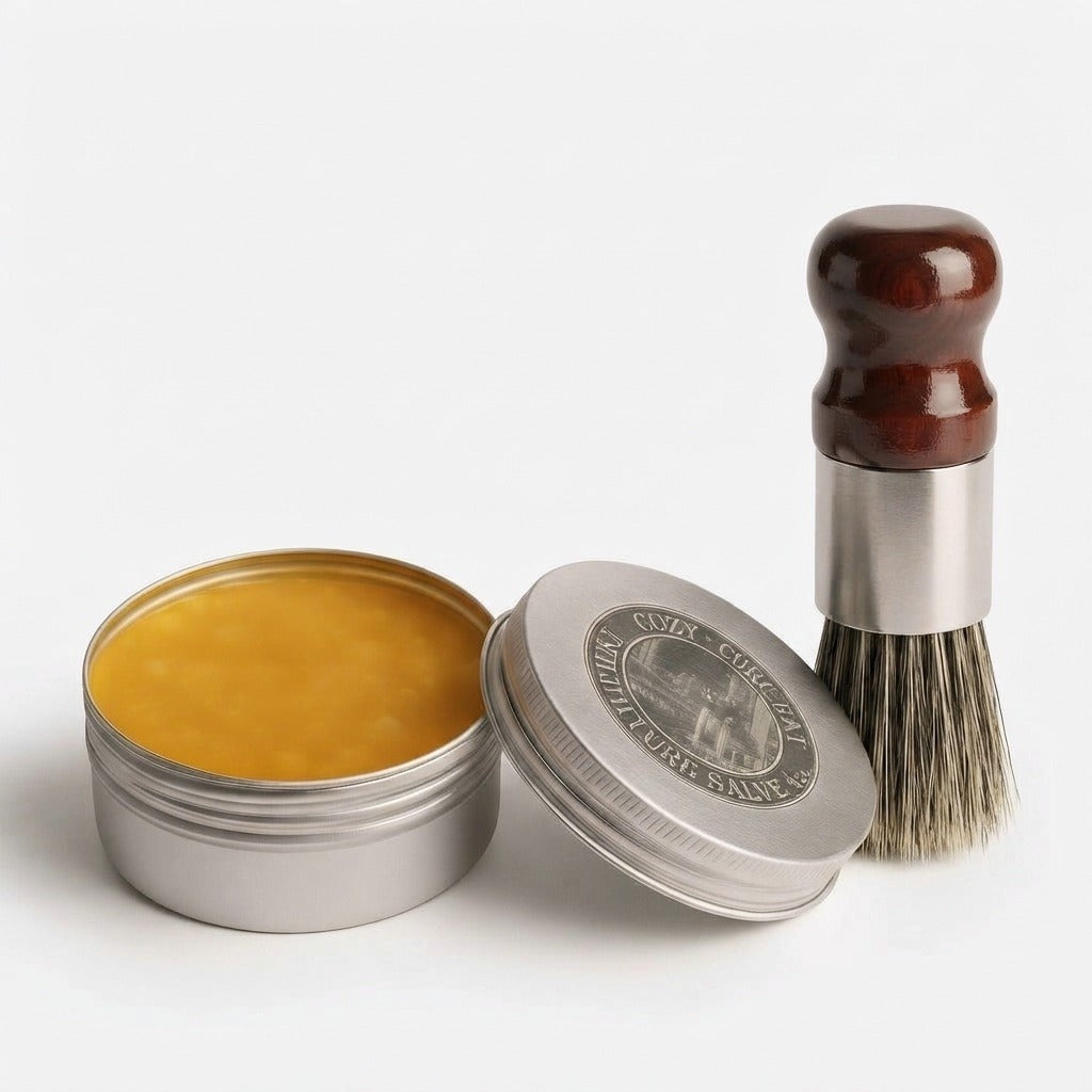Leather care balm with wooden applicator brush - product photo 7