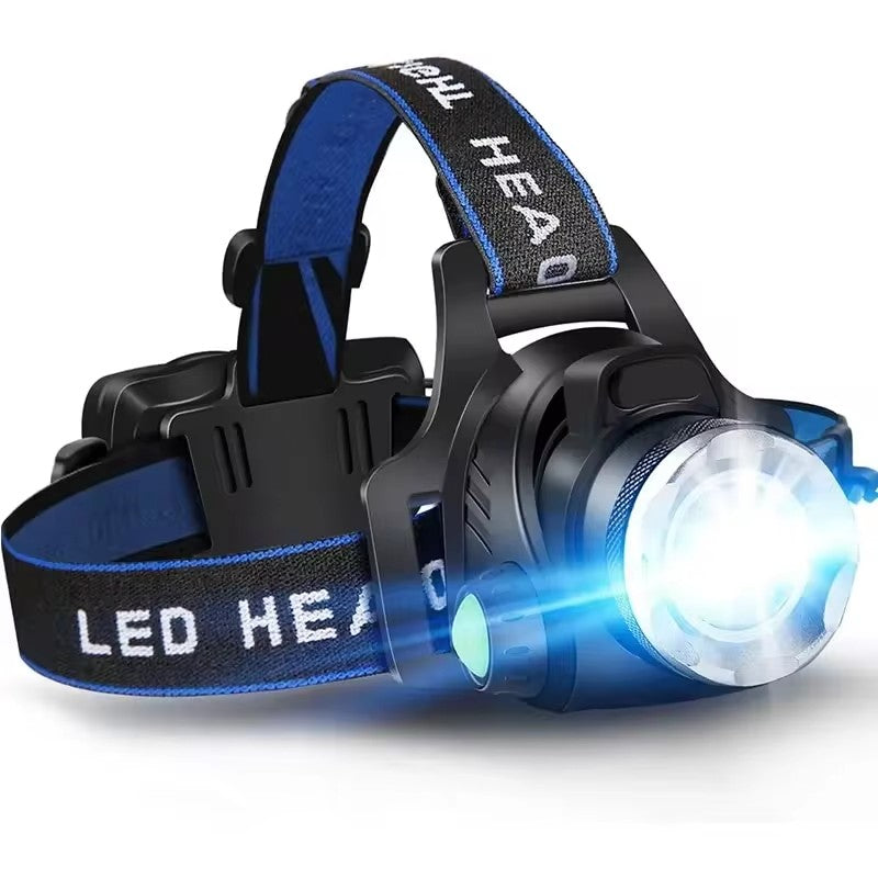 Rechargeable waterproof LED head torch with zoom - product photo 1