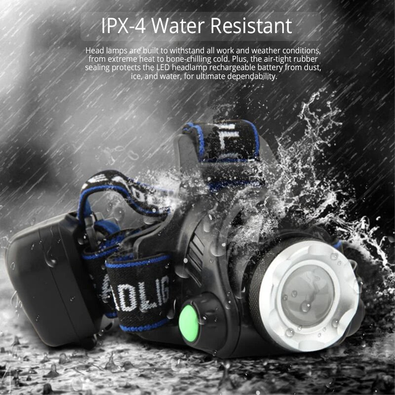 Rechargeable waterproof LED head torch with zoom - product photo 13