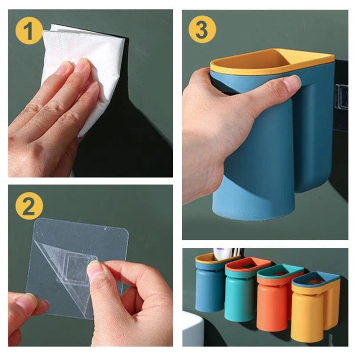 Wall-mounted adhesive toothbrush holder - product photo 6