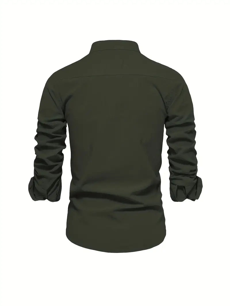 Ethan | Men's Mandarin Collar Button Front Shirt