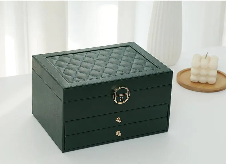 Three-tier jewelry box organizer with a leather-look exterior - product photo 16
